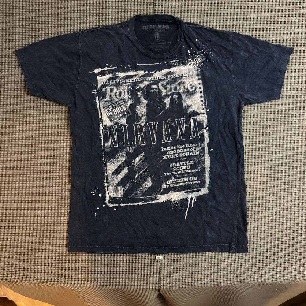 Rolling Stone Nirvana 1992 Cover Modern Reprint Acid Wash T-Shirt L